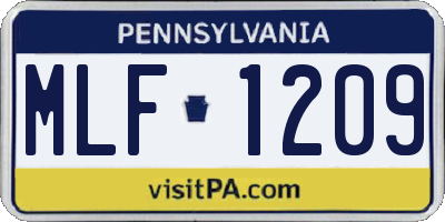 PA license plate MLF1209