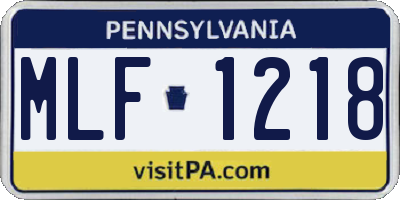 PA license plate MLF1218