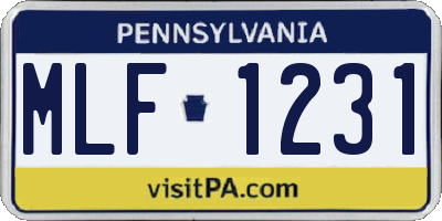 PA license plate MLF1231