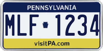 PA license plate MLF1234