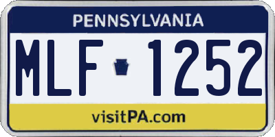 PA license plate MLF1252