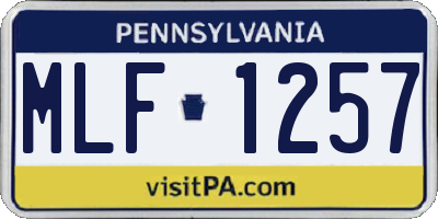 PA license plate MLF1257