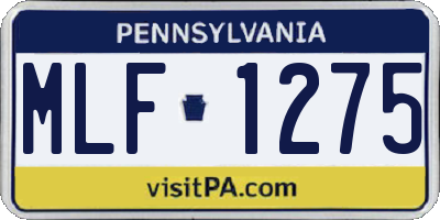 PA license plate MLF1275