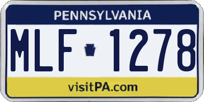 PA license plate MLF1278