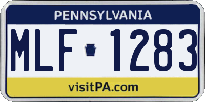 PA license plate MLF1283
