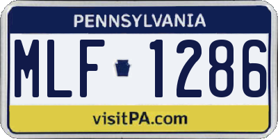 PA license plate MLF1286