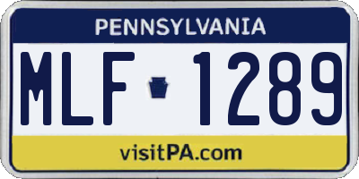 PA license plate MLF1289