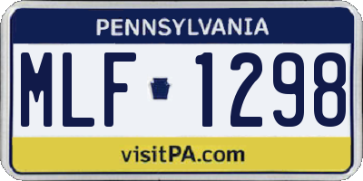 PA license plate MLF1298