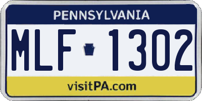PA license plate MLF1302