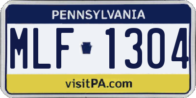 PA license plate MLF1304