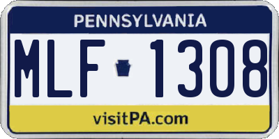 PA license plate MLF1308
