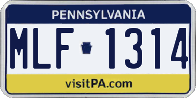 PA license plate MLF1314