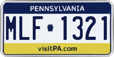 PA license plate MLF1321