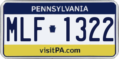 PA license plate MLF1322