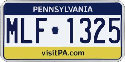 PA license plate MLF1325