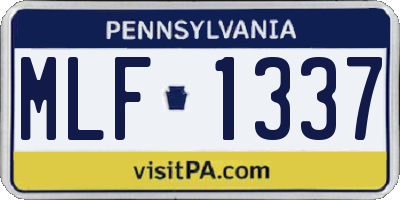 PA license plate MLF1337