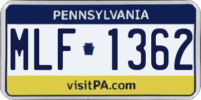 PA license plate MLF1362