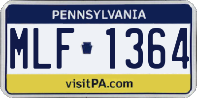 PA license plate MLF1364