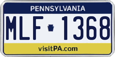 PA license plate MLF1368