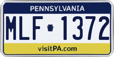 PA license plate MLF1372