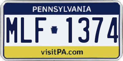PA license plate MLF1374