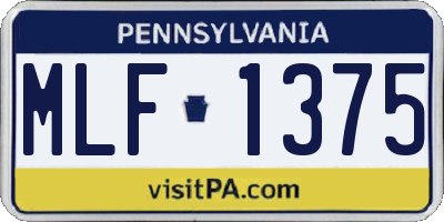 PA license plate MLF1375