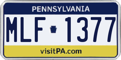PA license plate MLF1377