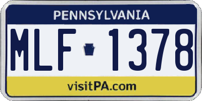 PA license plate MLF1378