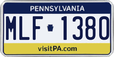 PA license plate MLF1380