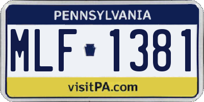 PA license plate MLF1381