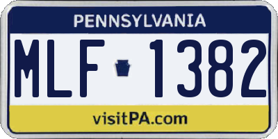 PA license plate MLF1382