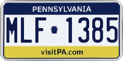 PA license plate MLF1385