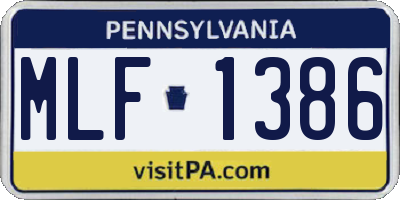 PA license plate MLF1386