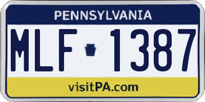 PA license plate MLF1387