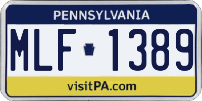 PA license plate MLF1389