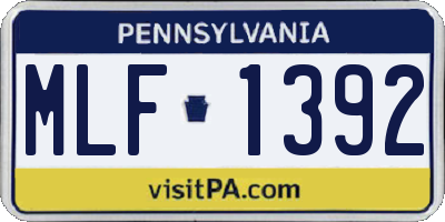 PA license plate MLF1392