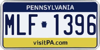 PA license plate MLF1396