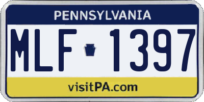 PA license plate MLF1397