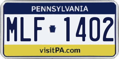 PA license plate MLF1402