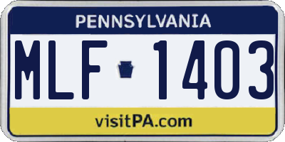 PA license plate MLF1403