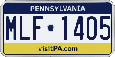 PA license plate MLF1405