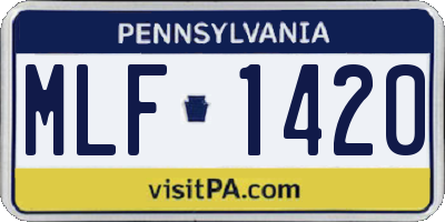 PA license plate MLF1420