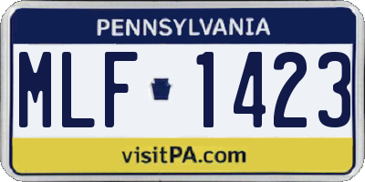 PA license plate MLF1423