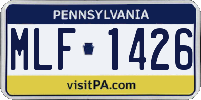PA license plate MLF1426