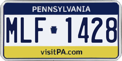 PA license plate MLF1428