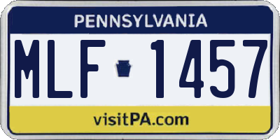 PA license plate MLF1457