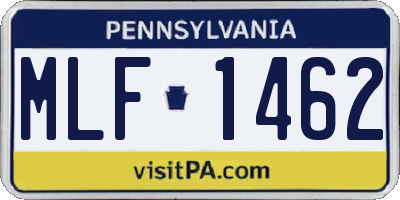 PA license plate MLF1462
