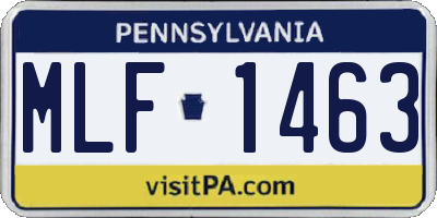 PA license plate MLF1463