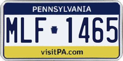 PA license plate MLF1465
