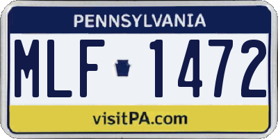 PA license plate MLF1472